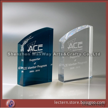Transparent acrylic trophy with logo